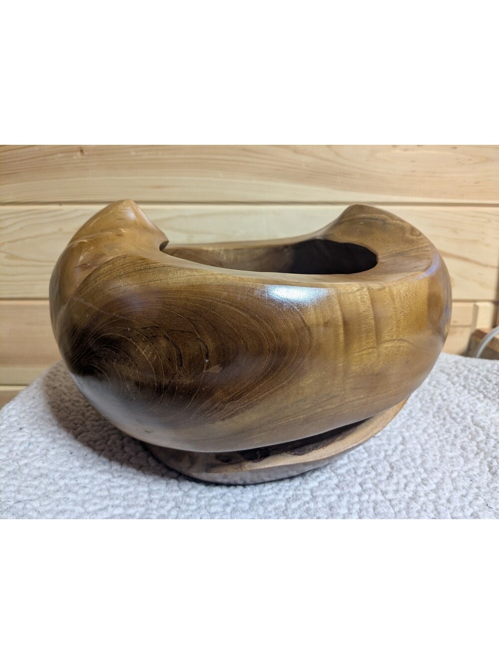 Handcrafted wooden bowl sculpture art home decor